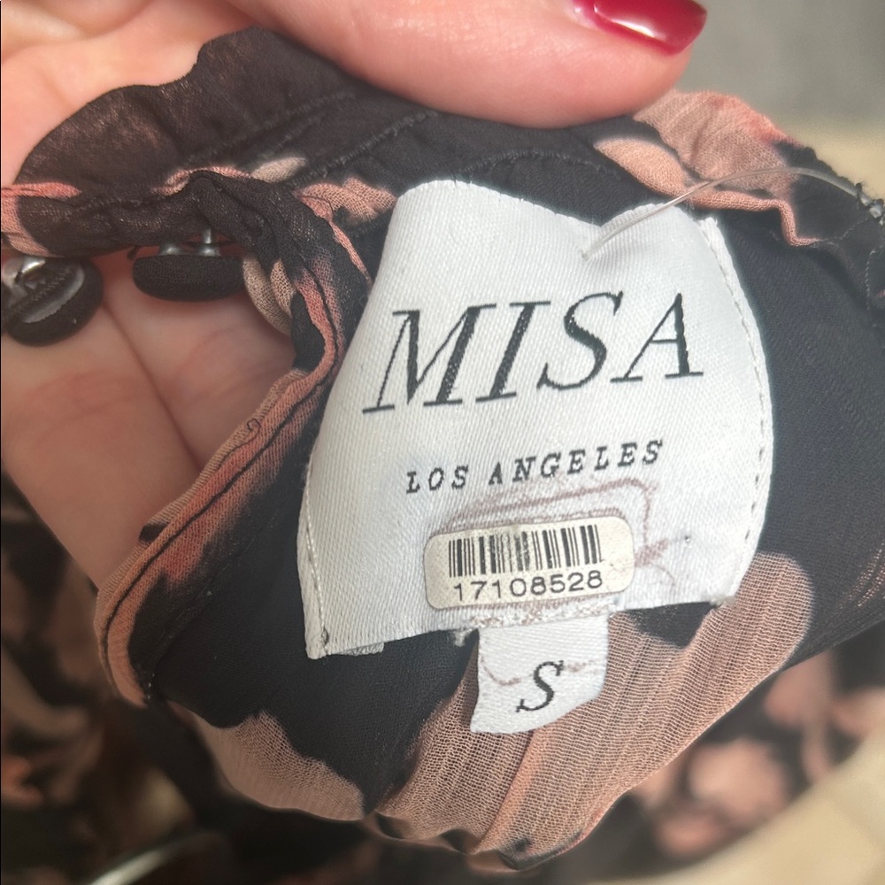 NWT Misa Los Angeles Black Maxi Dress with Blush Floral Print - Picture 6 of 6